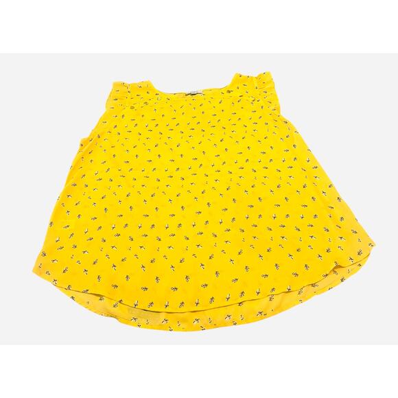 LOFT OUTLET CAP SLV RND NECK TUNIC BLOUSE, WOMENS, XL, YELLOW W/SMALL FLOWERS - Picture 3 of 11
